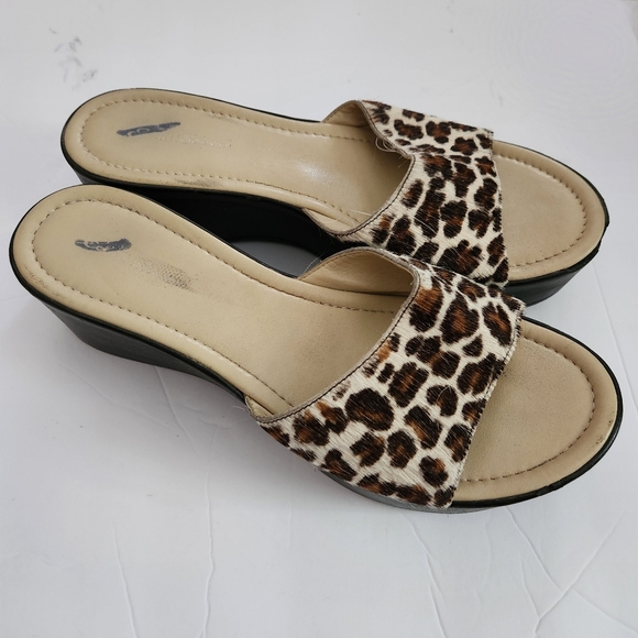 Eddie Bauer Slide Wedge Animal Print Pony Hair shoe Size 9M #1064 - Picture 6 of 12